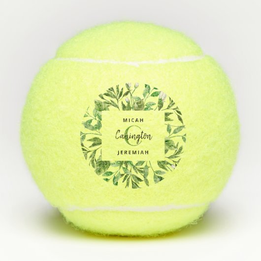 Foliage Monogram Wedding Gift Names Custom Tennisbälle (Vorderseite)