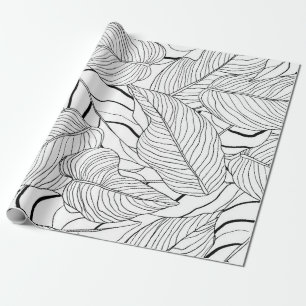 Foliage-nahtlose Blätter, lange Strichfarben Geschenkpapier