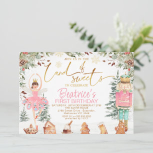 Foliage Nutcracker Sugar Plum Fairy Birthday Einladung