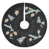 Foliage & Pine Cone Black Tree Skirt Polyester Weihnachtsbaumdecke (Vorderseite)