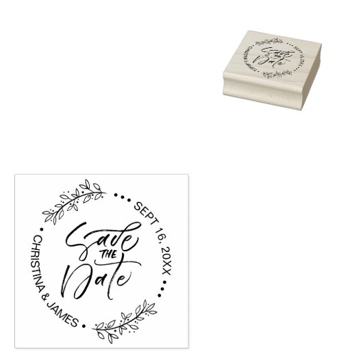 Foliage-Pinselschrift Save the Date Gummistempel (Stempel)