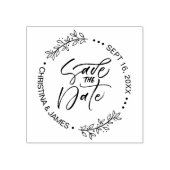 Foliage-Pinselschrift Save the Date Gummistempel (Prägung)