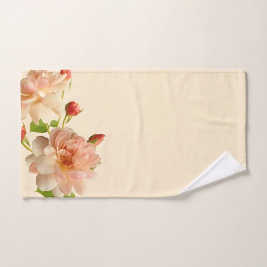 Foliage-Rose-Bug auf Peach-Hintergrund Badhandtuch Set (Handtuch)