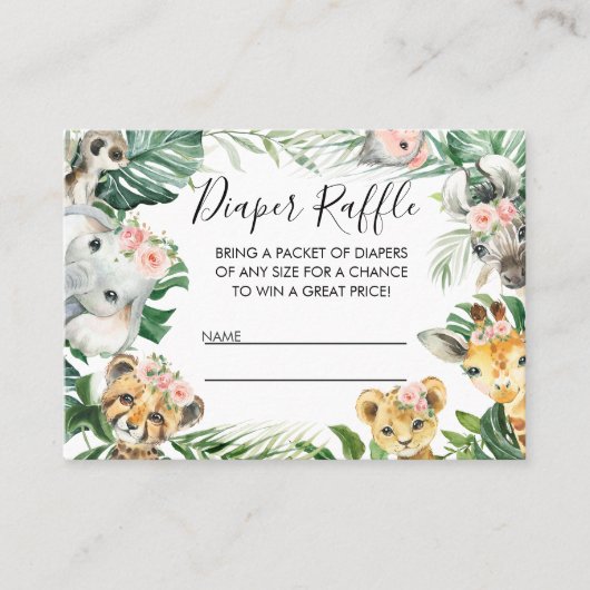 Foliage Safari Babydusche Windelwindeln Visitenkarte (Vorderseite)
