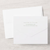 Foliage Sage Green White Wedding All In One Einladung (Rückseite)