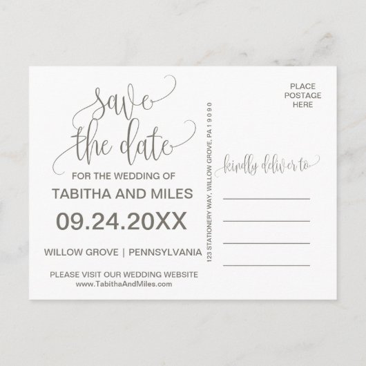 Foliage Save the Date Ankündigungspostkarte (Rückseite)