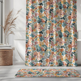 Foliage Teal Sage Terracotta Orange White Duschvorhang