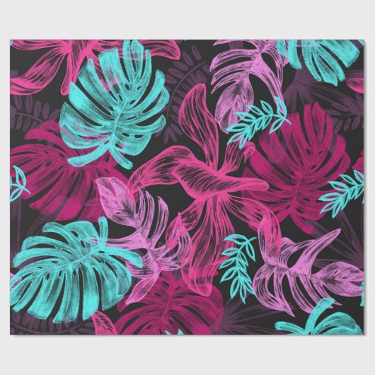 Foliage Tropical Monstera Blätter Geschenkpapier (Flach)