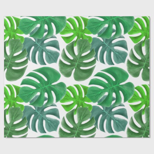 Foliage Tropical Monstera Blätter Geschenkpapier (Flach)