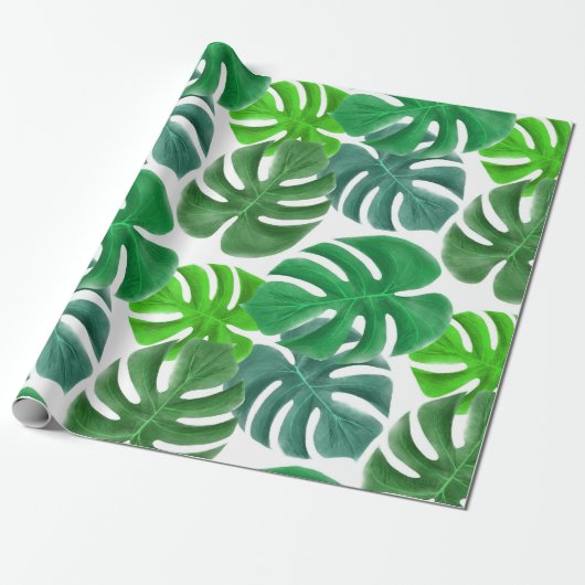 Foliage Tropical Monstera Blätter Geschenkpapier (Ungerollt)