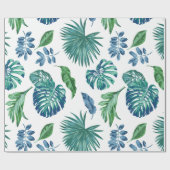Foliage Tropical Monstera Blätter Wasserfarbe Geschenkpapier (Flach)