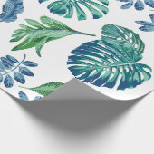 Foliage Tropical Monstera Blätter Wasserfarbe Geschenkpapier (Ecke)