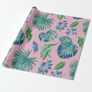 Foliage Tropical Monstera Palm Blätter Wasserfarbe Geschenkpapier
