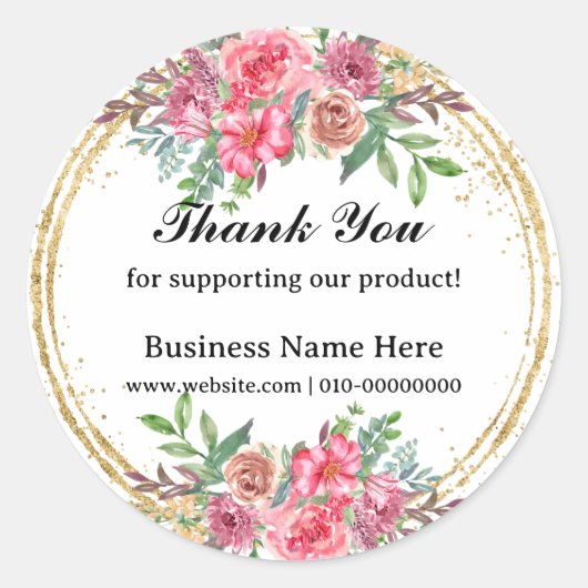 Foliage Vielen Dank für die Unterstützung unseres  Runder Aufkleber (Vorderseite)