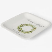 Foliage Winter Wreath Merry & Bright Christmas Pappteller (Gewinkelt)