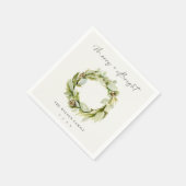 Foliage Winter Wreath Merry & Bright Christmas Serviette (Ecke)