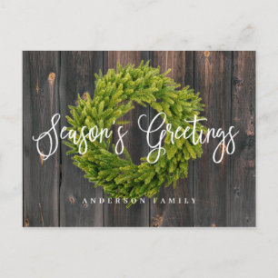 Foliage Wreath auf Holz Die Grüße der Saison Feiertagspostkarte