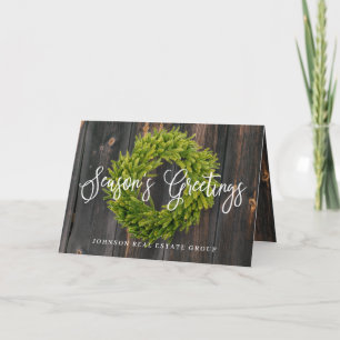 Foliage Wreath auf Holz Die Grüße der Saison Karte