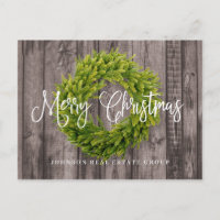 Foliage Wreath auf Holz | Frohe Weihnachtsgrüße
