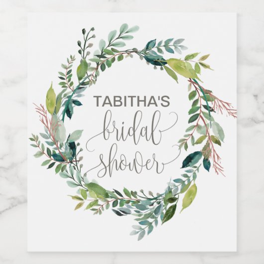 Foliage Wreath-Brautparty Weinetikett (Einzelnes Label)