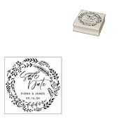 Foliage Wreath Brush-Skript Save the Date Gummistempel (Stempel)