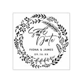 Foliage Wreath Brush-Skript Save the Date Gummistempel (Prägung)