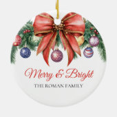 Foliage Wreath Foto Merry & Bright Holiday Keramik Ornament (Hinten)