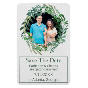 Foliage Wreath Wedding Save the Date Magnet