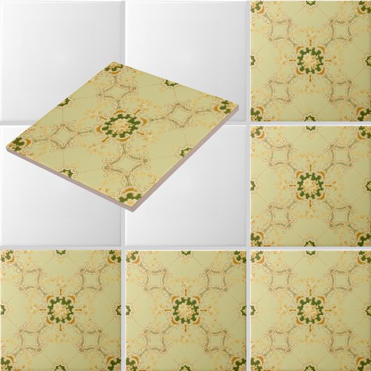 Foliate Scroll Quatrefoils & floral pattern Fliese