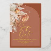 Folie bohemian Terracotta Pampas Gras rettete das  Folieneinladung (Vorderseite)