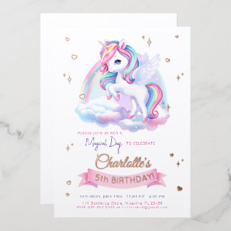Folie-Einladung Einhorn Geburtstag. Folieneinladung