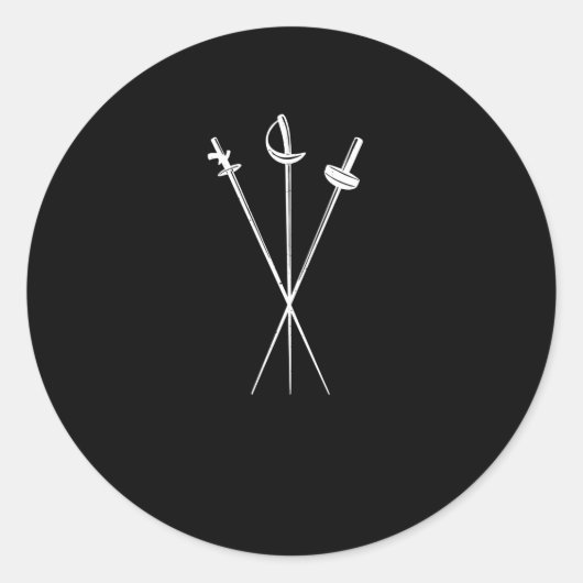 Folie epee Säbel Schwerter umzäunen Schwertkampf Runder Aufkleber (Vorderseite)