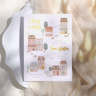 Folie Es Braucht Ein Dorf Geschlechtsneutrale Baby Folieneinladung