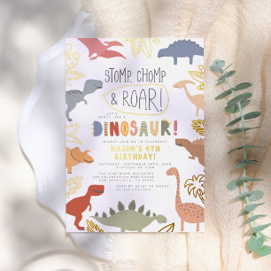 Folie geprägt Brüll! Dinosaurier-Jungen-Geburtst Folieneinladung