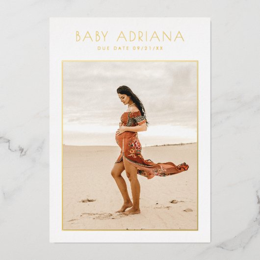 Folie gepresst | Elegantes Foto Kinderdusche Folieneinladung (Vorderseite)