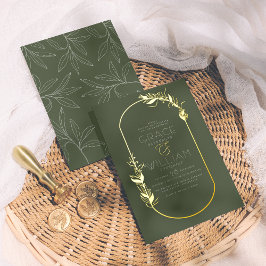 Folie gepresst | Sage Green Botanical Frame Weddin Folieneinladung