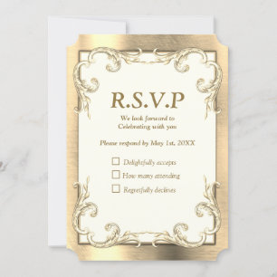 Folie-Gold-Silber-Messing RSVP-Karte Einladung