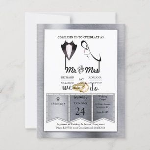 Folie-Gold-Silber-Messing Trendige Hochzeit Einladung
