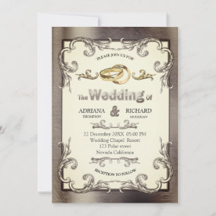 Folie-Gold-Silber-Messing Vintage-Hochzeit Einladung