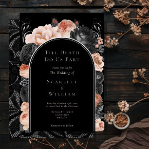 FOLIE Gothische Vintage-Schwarze Arch Till Death-H Folieneinladung