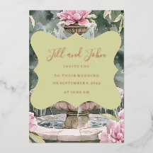 Folie-Hochzeitseinladung Rosa Florale Karte
