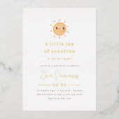 Folie | Little Ray of Sunshine QR Girl Baby Shower Folieneinladung (Vorderseite)