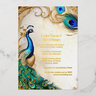 Folie-Pfau-Luxus-Art Nouveau indisch  Folieneinladung
