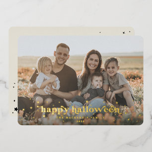 Folie-Retro-Schrift + Sterne Frohes Halloween-Foto Folieneinladung