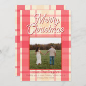 Folie Rosa Karo Vintage Feiertagskarte (Vorne/Hinten)