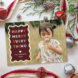 Folie rote frohe fröhliche wellige Weihnachtsfotok Folieneinladung