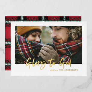 Folie-Schrift Ruhm Gottes rotes Tartan-Foto Folien Feiertagskarte