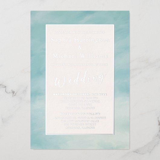 Folie Wolken & Himmel Boho Serene Hochzeitseinladu Folieneinladung (Vorderseite)