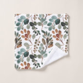 Folien Aquamarin, grün, Moos, braun Badhandtuch Set (Waschlappen)