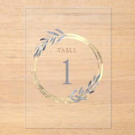 Folien aus Imitaten und staubblaue Tischnummer 1